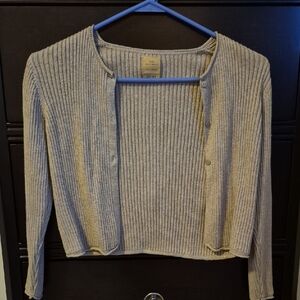 Zara Beige Ribbed Kids Cardigan